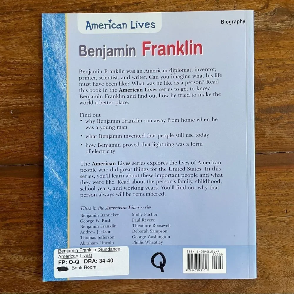 Benjamin Franklin Book American Lives Early Readers History Founding Fathers
